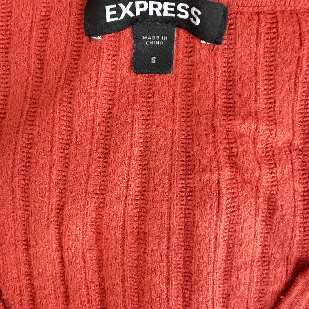 Express Vibrant Red Ribbed Sweater - Picture 2 of 4